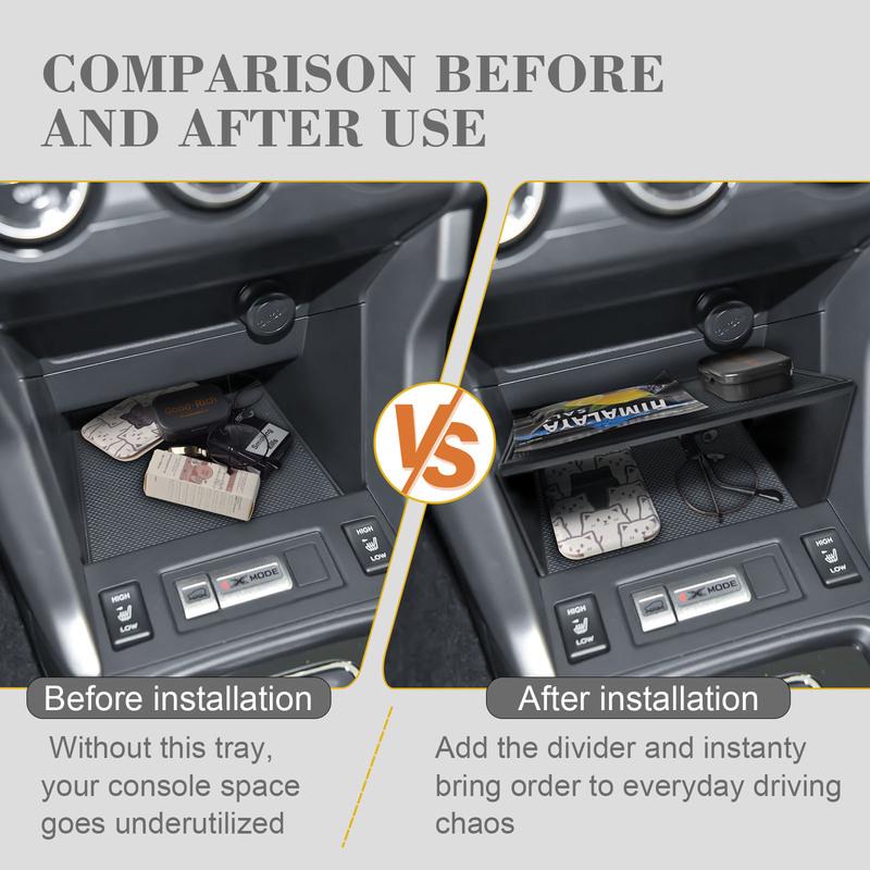 Front Center Console Gear Shift Dividers Tray for Subaru Forester 2013 2014 2015 2016 2017 2018 Shelf Divider Insert Storage Box