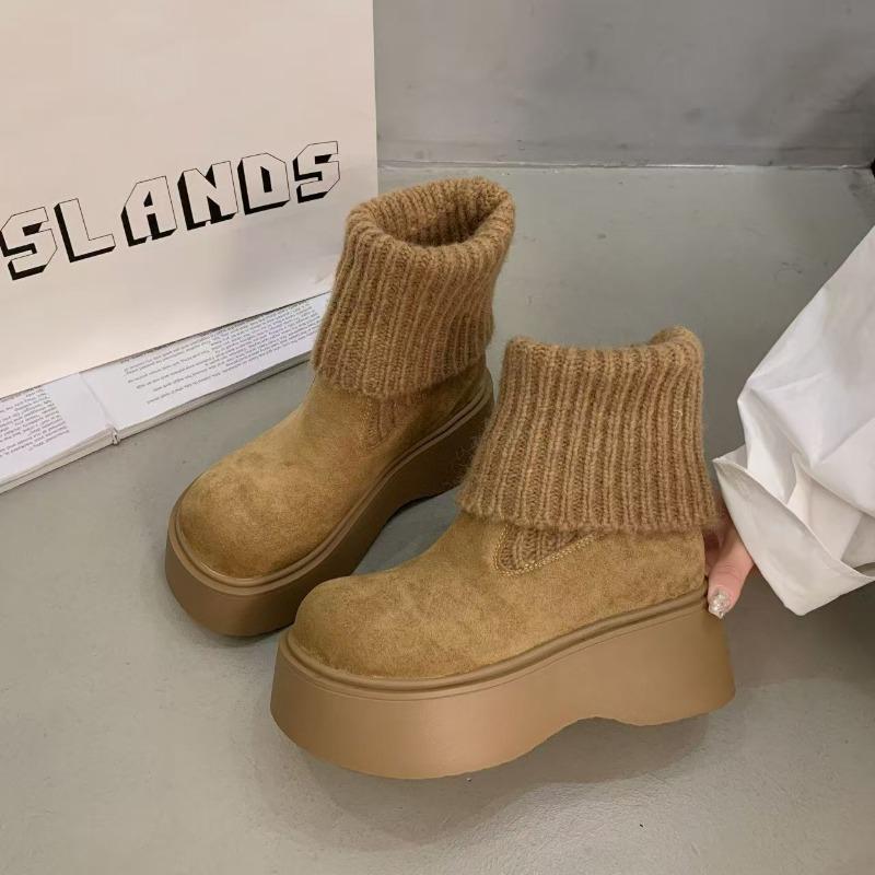 

Thick-soled all-inclusive women s new autumn and winter velvet muffin snow boots women s one-pedal piled boots leg cover 40 верблюд