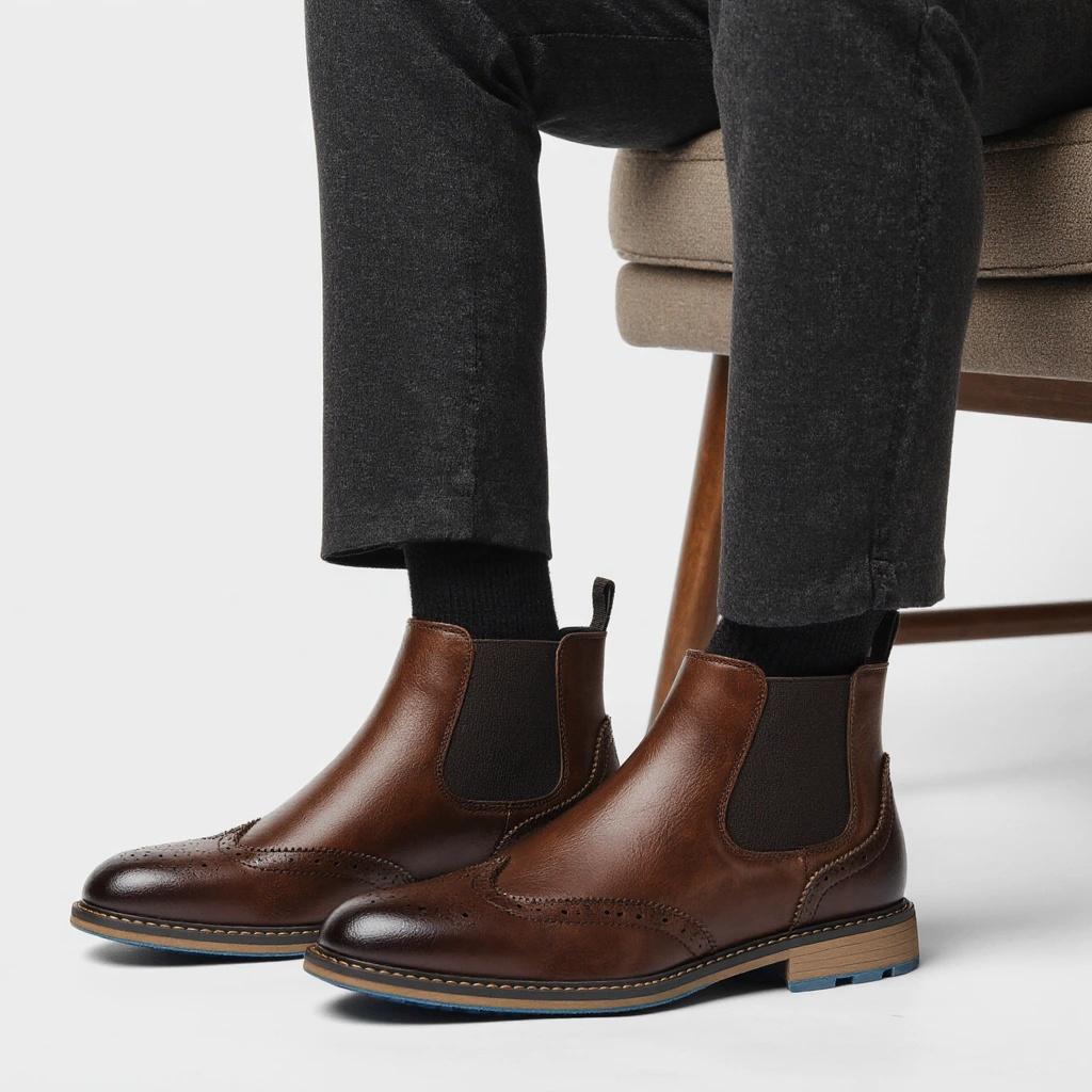 Chelsea Boots Herren 2026 Bequeme Marke Mode Lederstiefel