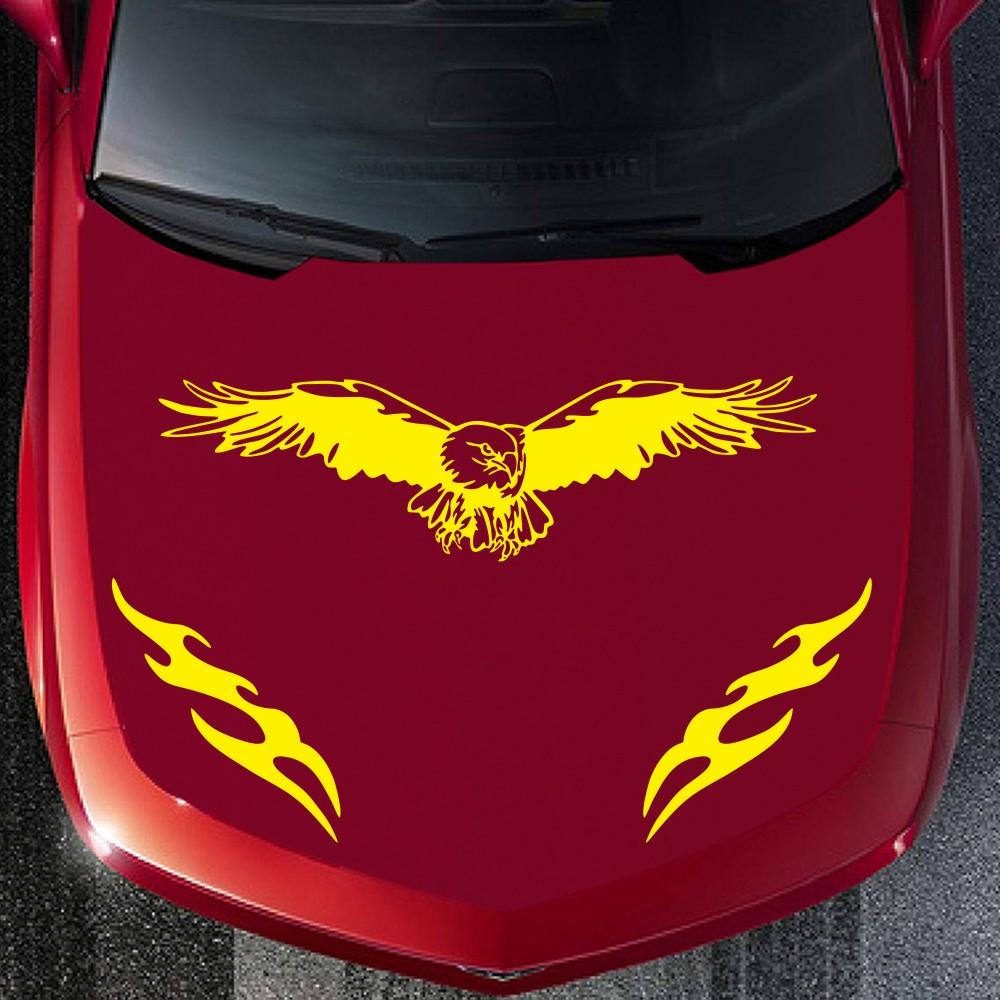 Lot de 3 autocollants en vinyle pour voiture, motif totem de feu, aigle, modélisation, capot, accessoires, ailes de sport, rayures de course automobile