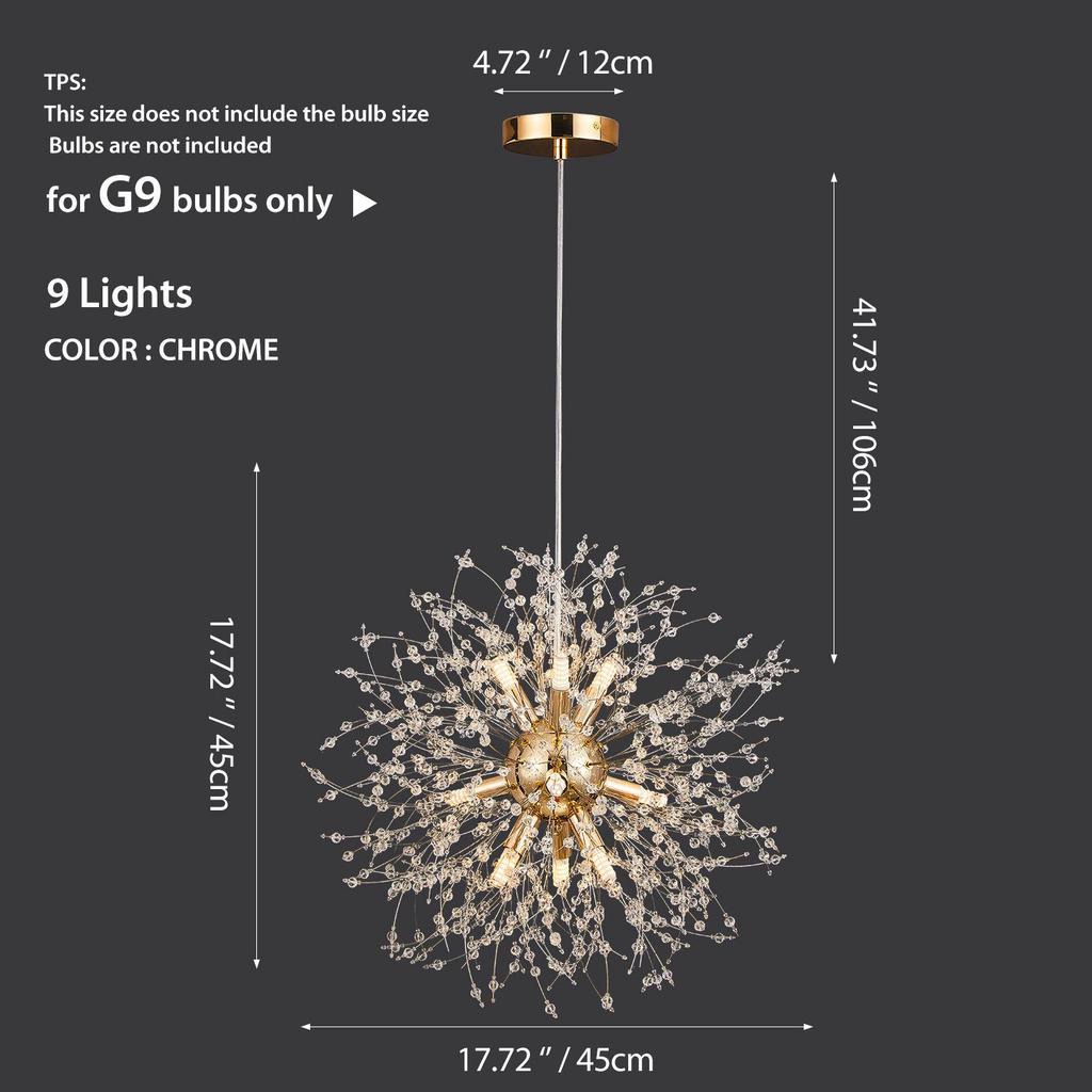 Nordic Dandelion Crystal Chandelier for Living Room or Bedroom