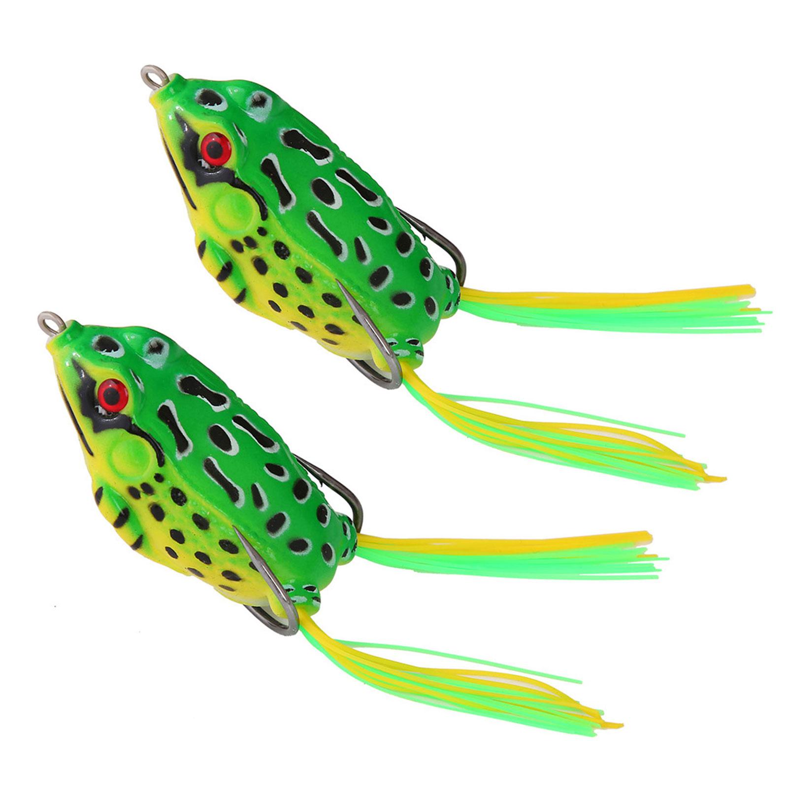 

2Pcs Frog Lure Soft Tube Baits Simulated Frog Fishing Lure Reallistic Fish Tail Artificial Lure with Fishing Hooks M