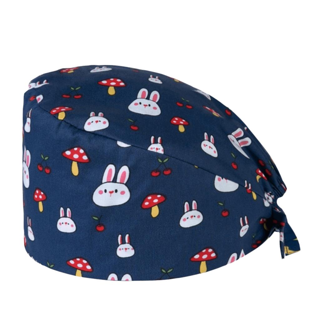 Unisex Cartoon Printing Scrub Cap Adjustable Buckle Print Design Lab Scrub Hat Breathable Soft Pure Healthcare Hats Pet Hospital