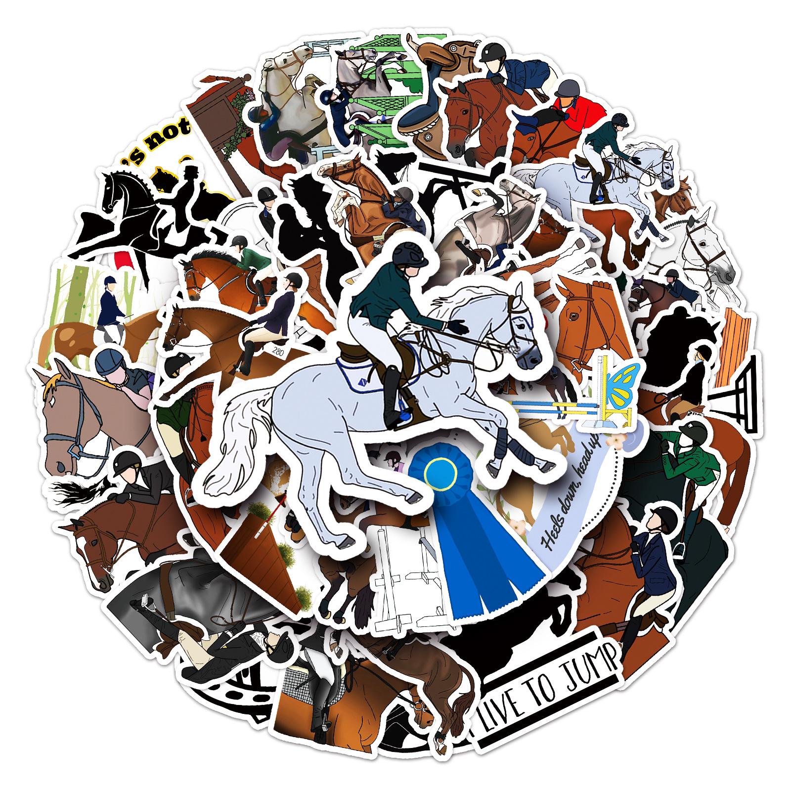

50 Equestrian Graffiti Personalized Cartoon Sports Guka Cross border DIY Handbag Luggage Phone Luggage Stickers Waterproof