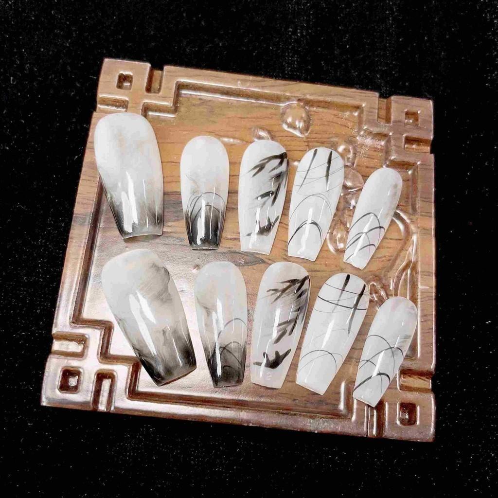 Nail Stickers Drawn Ink Landscape Painting Art For Whitening And Detachable