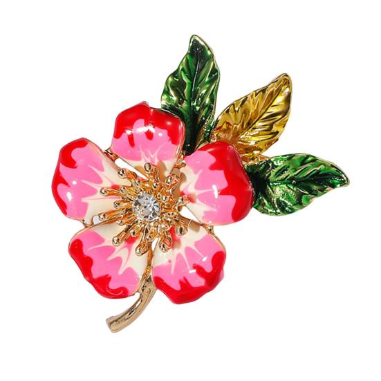 Women Brooch Enamel Flower Dripping Oil Anti-slip Wear-resistant Suit Coat Collar Hat Scarf Decoration Clothes Pin Prom Party Garment Jewelry