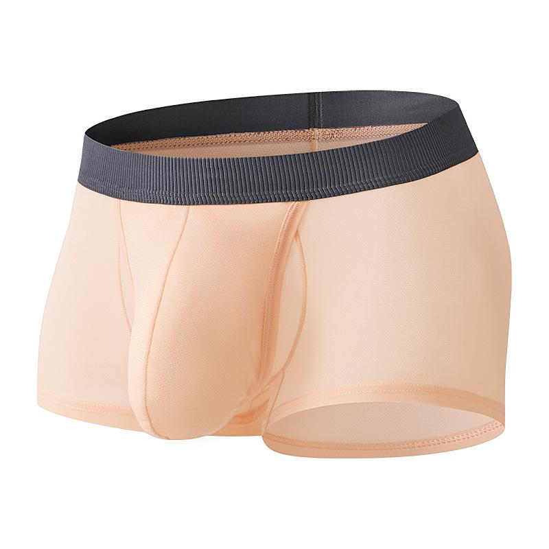 Men's Summer Thin Sexy Side Opening Ice Silk Breathable Comfortable Flat Angle Briefs