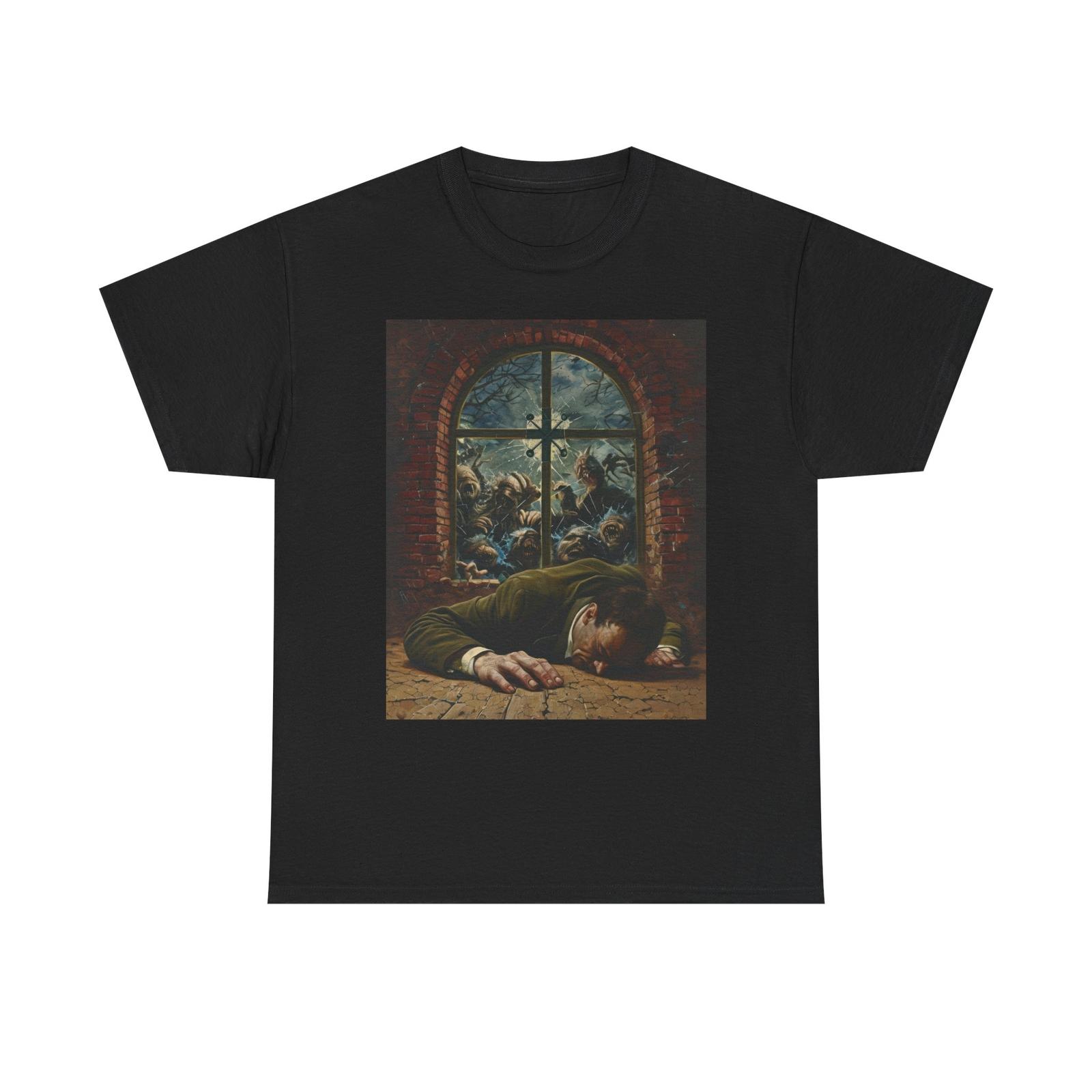Chaos Retro Tee, Monstrous Intruders Shirt, Unisex Cotton Tee, Disturbing Scene L