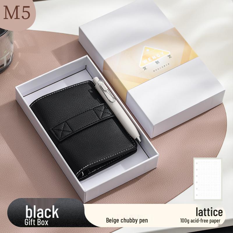 Deer & Sheep Grain Leather M5 Ring Binder: Portable, Removable, Minimalist Ins Style Notebook.