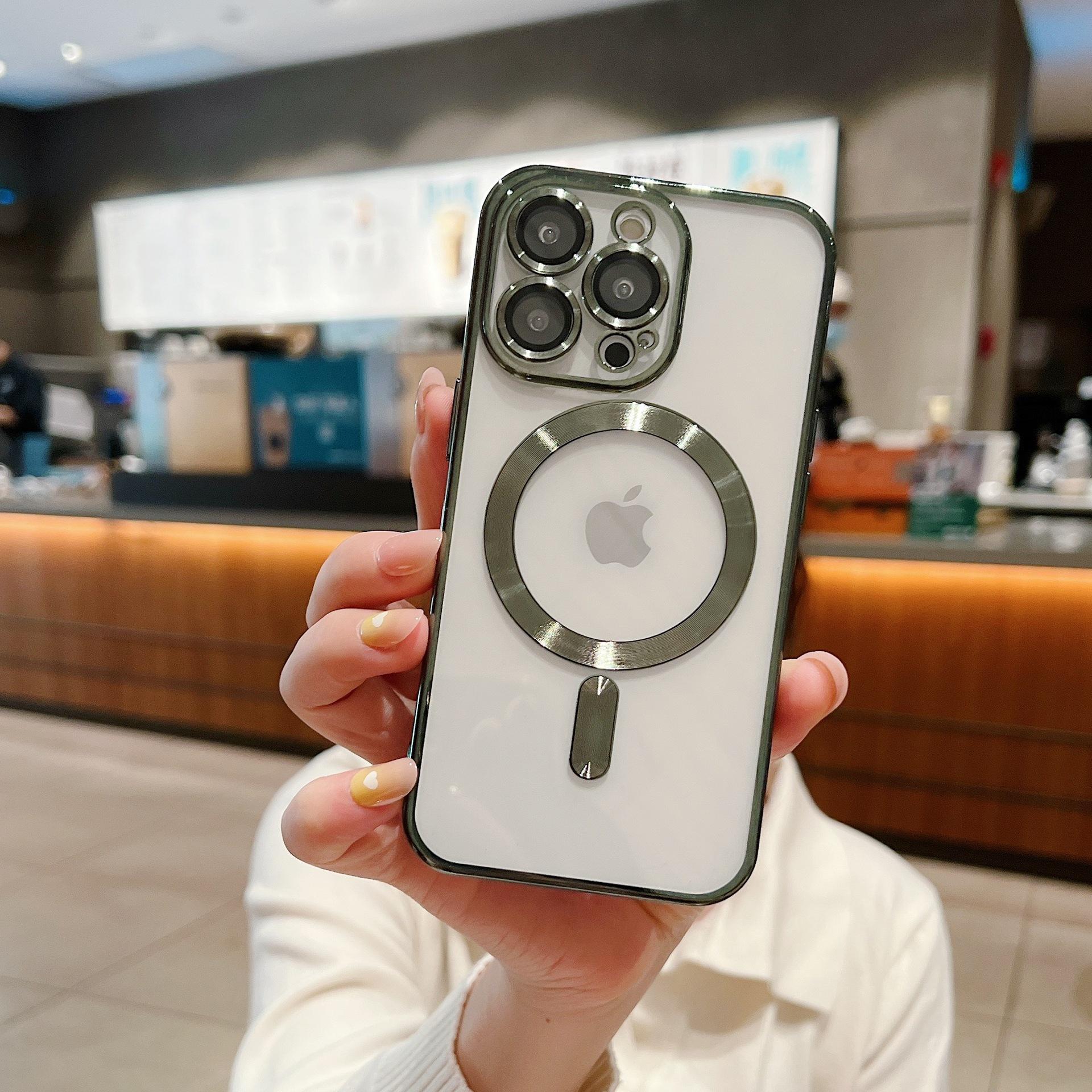 

IPhone 16 Гальваническое покрытие Magsafe Магнитная адсорбция Подходит для Apple 15/14pro Полная упаковка Прозрачный Макс Чехол 13 Apple XSmax