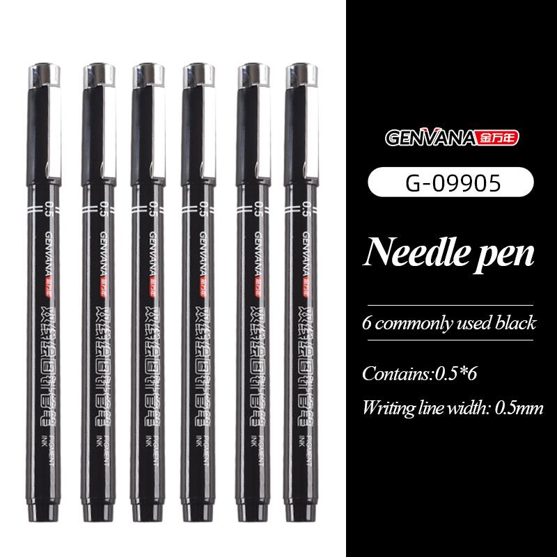 GENVANA 0.5/0.3/0.1 Mm Double Line Drawing Needle Pen Double-head Professional Drawing Art Marker Pen School Art Supplies