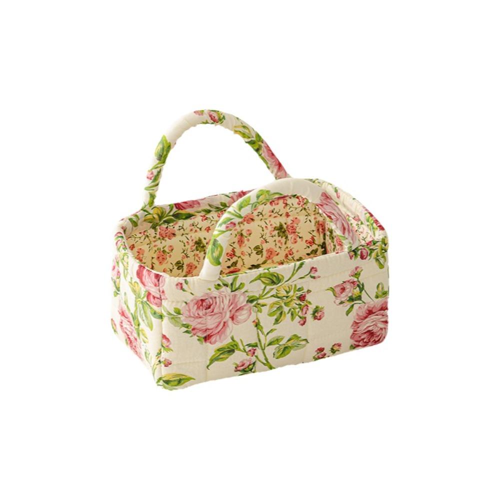 Blumenmuster Aufbewahrungskorb Faltbares Design Wäschekorb Tragetasche Weiche Einkaufstasche Schreibtischaufbewahrung