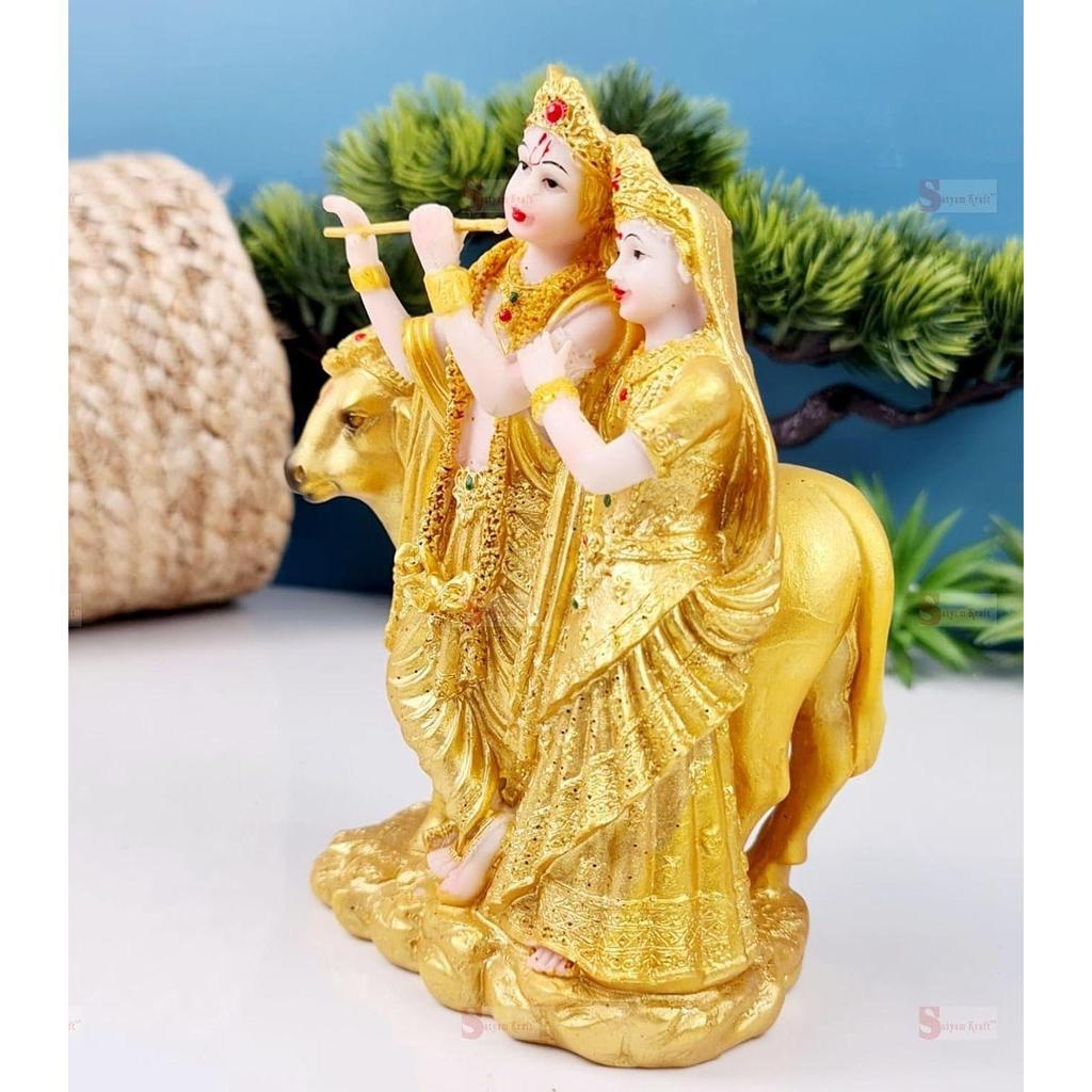 1 st Shree Radha Krishna Idol-Guld Murti Staty Dekor,Kontor,bilinstrumentbräda, Mandir, Bordsdekoration, | Gåva till honom