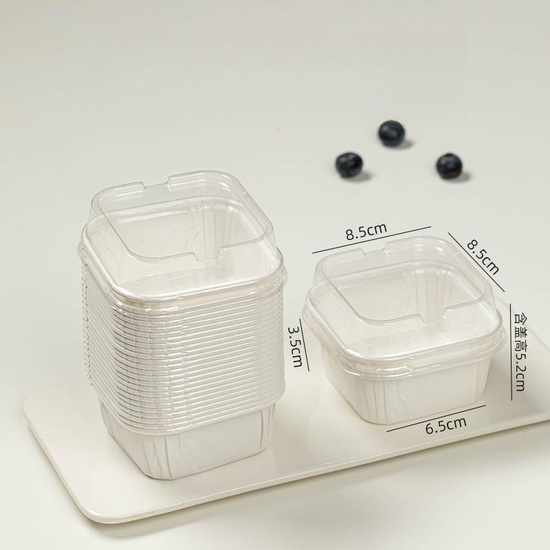 10pcs/Set Cupcake Molds with Lids, Heat-Resistant Square Baking Cups Bread Packaging Boxes for Home, Restaurants, and Bakeries