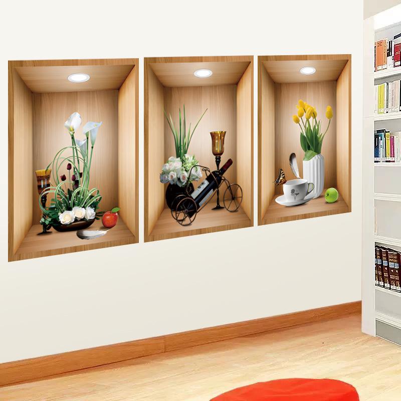 

3 шт./набор Наклейки на стену со съемными вазами для комнатных растений для украшения спальни, гостиной, детской комнаты, наклейки на стену