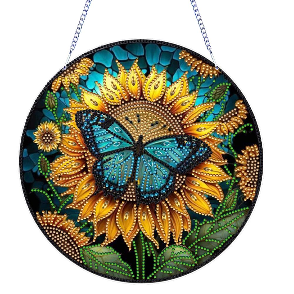 Flower Theme 2D Flat DIY Special Shape Rhinestone Diamond Art Window Pendants Diamond Painting Set Wall Decor for Home & Windows