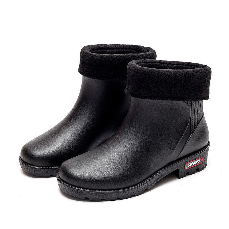 Women's Waterproof Warm Velvet Rain Boots - Stylish, Non-Slip, Wear-Resistant Rubber Shoes