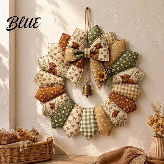 Urlaubs-Willkommenskranz Basteln DIY Patchwork-Girlande Bastelset Retro-Blumenstoff-Set mit Glöckchen Einfaches Set für Anfänger Und Künstliche Blumen,