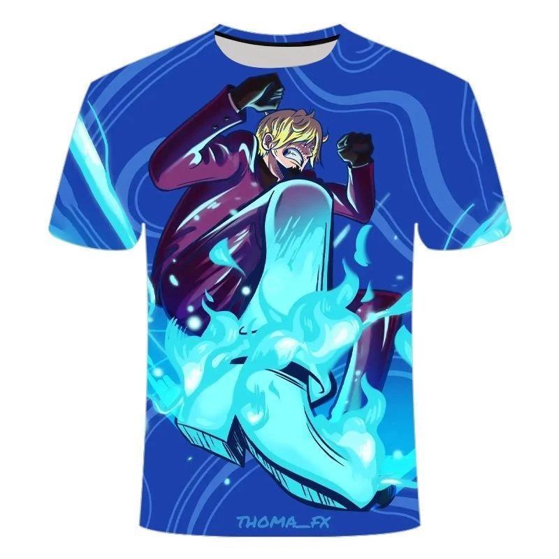 One Piece Sanji Anime Manga Short Sleeve T-Shirt Tee Casual Polyester Unisex 4XL