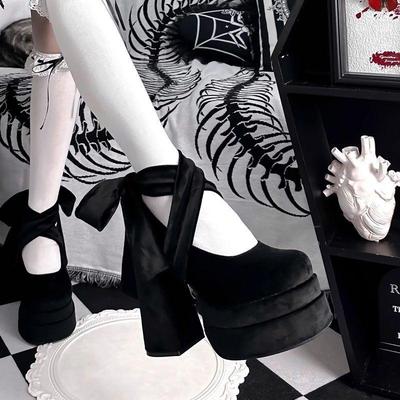 Designer Platform Women Mary Jane Shoes Fashion Elegant Cross Strap Thick Heel Shoes Ladies Pumps Shoe