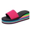 Slippers women's flip-flops women's summer rainbow thick-bottomed sandals high heels color outerwear casual beach