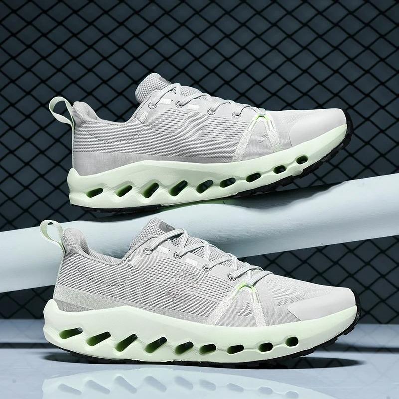 New Men'S Ultra-Light Running Shoes Cushioned Sports Shoes Men'S Breathable Thick Sole Flying Mesh Racing Shoes