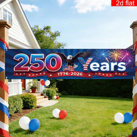 250th Anniversary Banner 6.5x1.5ft 250 Years of Freedom American Patriotic Decoration