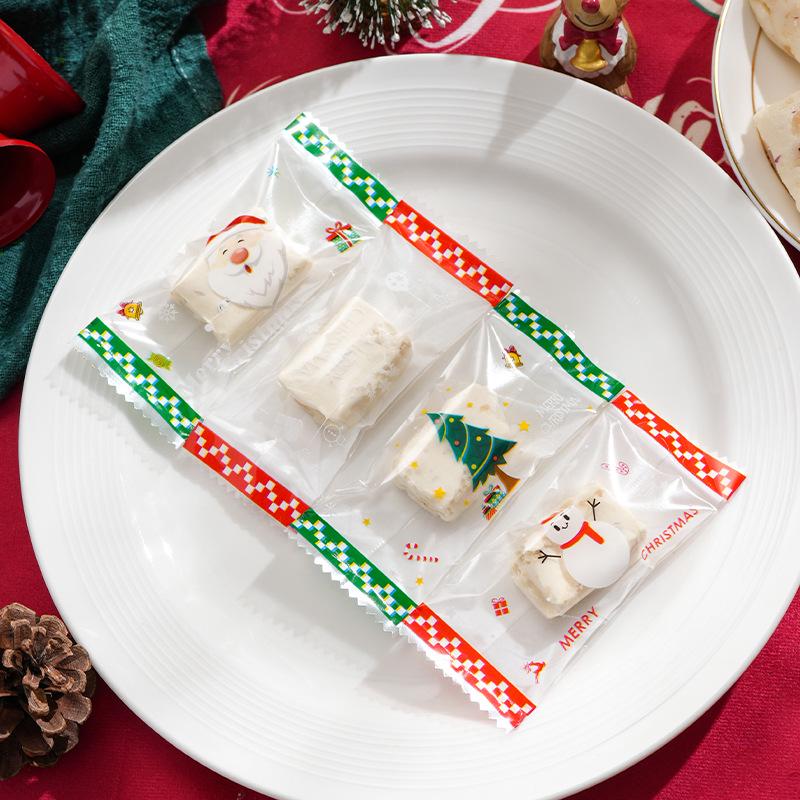 Christmas Snowflake Cookie Bags - Handmade Candy, Milk Jujube Nougat, Machine Sealed, Individual Packaging