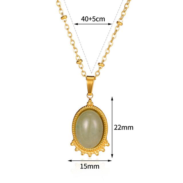 Fashions Natural Stone Oval Opal Necklaces for Women Classic Gold Color Chain Necklace Cute Stainless Steel Jewelry 2024 New In