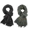 Tassel Winter Men's Scarves Cotton Linen Yarn-dyed Neckerchief  Wrap Casual Long Scarf  Outdoor