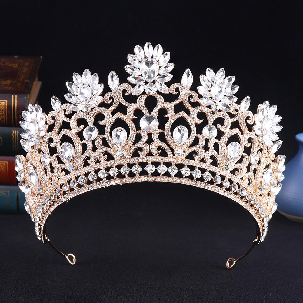 DIEZI New Elegant Baroque Crystal Crown For Women Girls Wedding Vintage Bride Queen Bridal Tiaras Hair Accessories Headbands