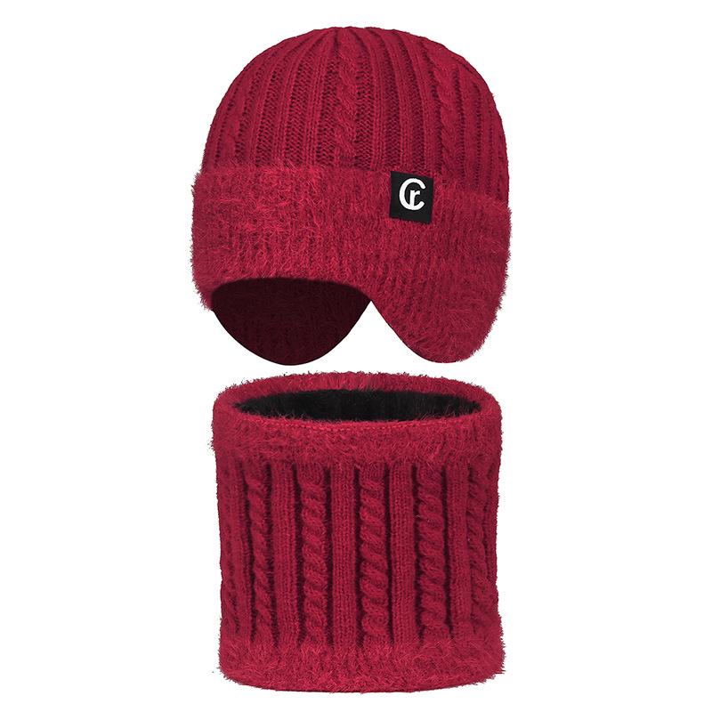 Unisex Winter Plush Knit Hat Set with Windproof Ear Protection - Warm Imitation Mink Fur for Outdoor Cycling