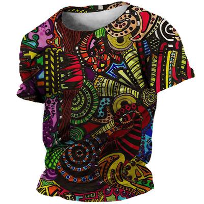 Zomer oversized T-shirt voor mannen 3D etnische kleding tees tops bedrukt patroon shirts hiphop streetwear retro kleurrijke t-shirt