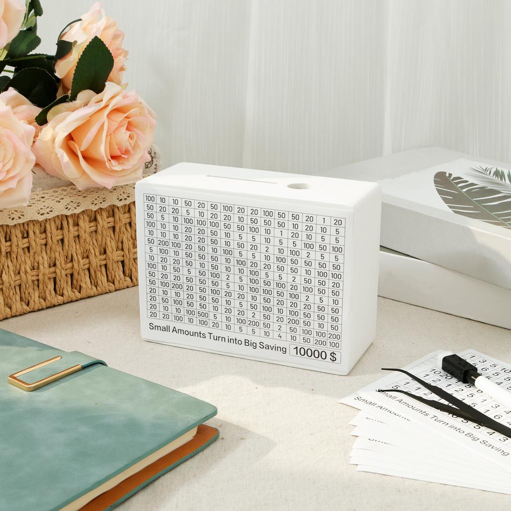 Money Saving Box Wooden Money Boxes One Piece Designed Money Boxes with Stickers Two Slots with Saving Goal and Numbers Boxes