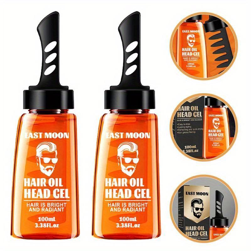 100 ml Zwei-in-Eins-Haaröl, Kopfgel-Creme, breiter Zahnkamm, Vintage-Ölkopf, großer Hinterkopf, Haarkamm, Wachs-Styling, feuchtigkeitsspendende, dauerhafte Fixierung für Männer