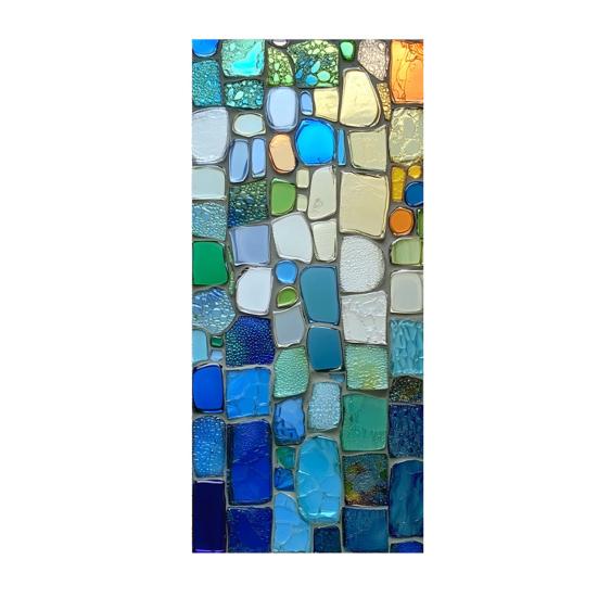 Stained Glass Effect Window Film Geometric Pattern Decorative Static Cling UV Block Heat Control Vintage Rainbow Window Sticker for Living
