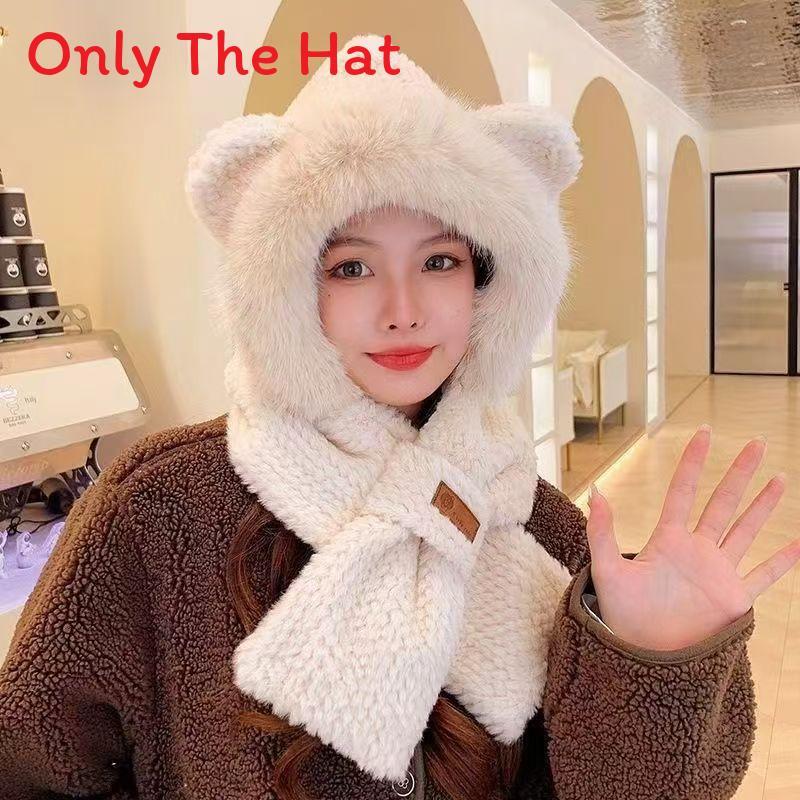 Bear Hat Scarf Set For Winter Adults Warm Knit Windproof Earmuff Gloves Gift Idea