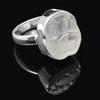 Natural Heart Shape Carving Rainbow Moonstone 925 Sterling Silver Ring For Unisex Size 5 To 12