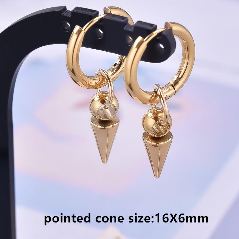 Nicht verblassend Unterschiedliche Länge Spitzkegel Hängeohrringe Edelstahl Runde Creolen für Damen Herren Schmuck Ohrpiercing Geschenk