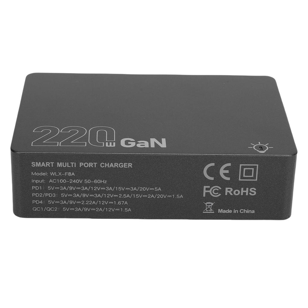 220W USB C Fast Charging Station GaN High Efficiency Portable USB C Charging Hub for PD 100W Laptop US Plug