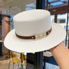 Elegant Belt Buckle Flat Top Sun Hat Children's Summer Travel Versatile Straw Hat Holiday British Sunscreen Top Hat