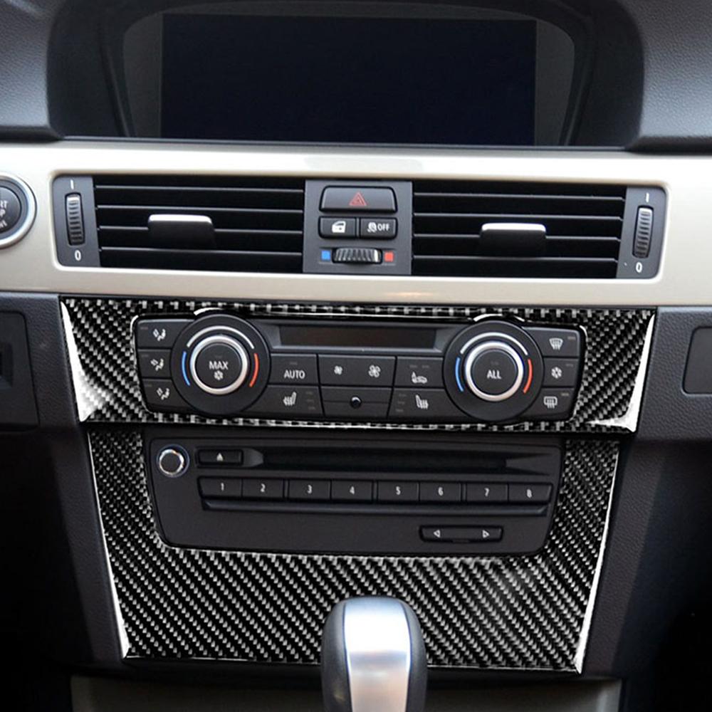 Carbon Fiber Car Center Console Gear Control Button Panel Frame Trim Stickers For BMW 3 Series E90 2005-2012 Accessories