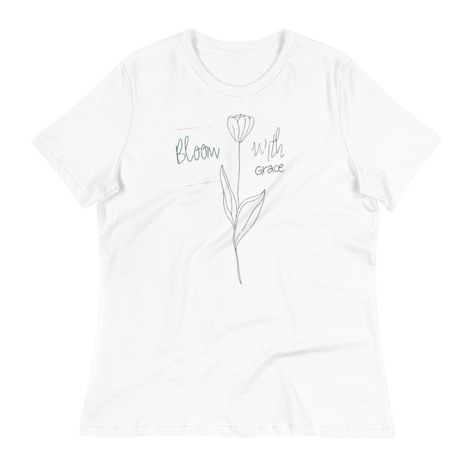 Bloom with Grace T-Shirt: Inspirational Floral Graphic, Cotton Tee XL