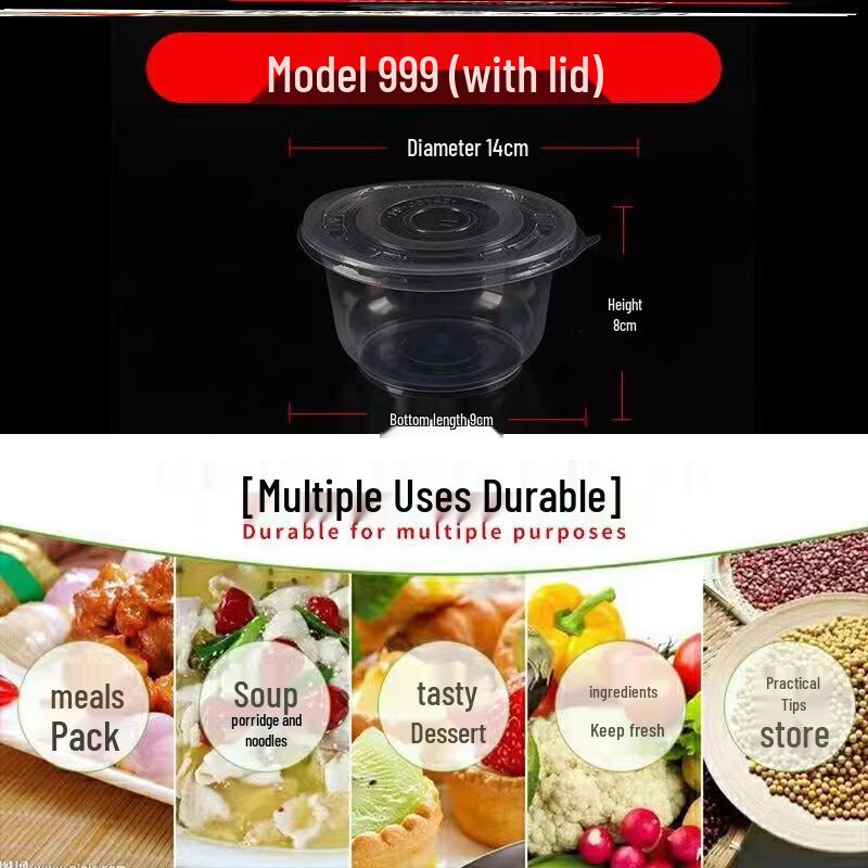 Biaoxing Disposable Round Plastic Bowls with Lids