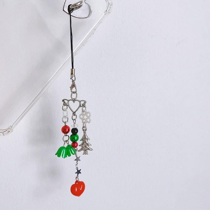 Handmade Phone Anti-lost Lanyard Christmas Themed Phone Chains Charm Stylish Phone Strap Chain Ornament for Girls Kids