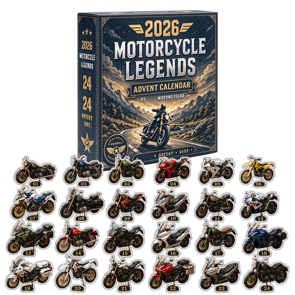 2D Arcylic Motorcycle Legends Advent Calendar, 24 Days Christmas Countdown Christmas Countdown Calendar Pendant for Xmas Party Favors Gifts
