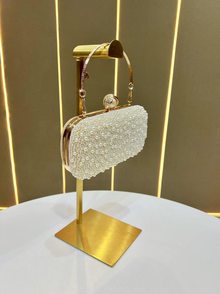 Elegant Pearl Evening Clutch Women's Luxury Chain Crossbody Handbag