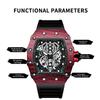 Top brand watch domineering wine barrel men's watch curved mirror hollow sports men's watch