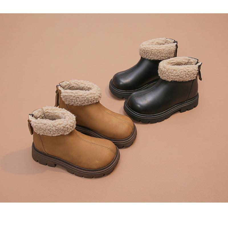 Korean Version Suede Winter Children's Shoes Big Children's Martin Boots Girls' Fur Short Boots Girls' Suede Boots for Warmth