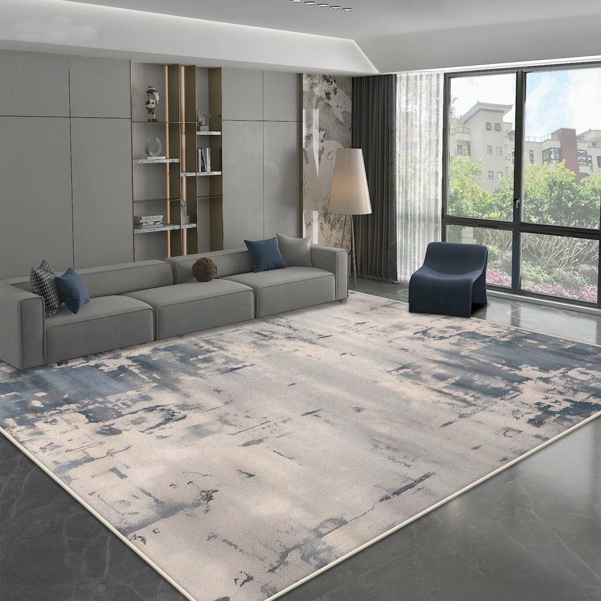 

Modern Simple Style Carpet for Living Room Blue Grey Decoration Home Sofa Fluffy Soft Rug Bedroom Bedside Washable Non-slip Mat 180*280cm